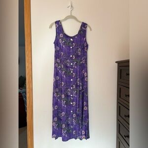 Purple Floral Button-Front Sundress